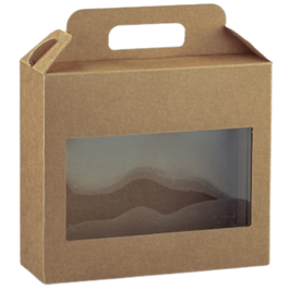 Geschenkbox Kraftkarton mit Sichtfenster - 22x8x19,5 cm