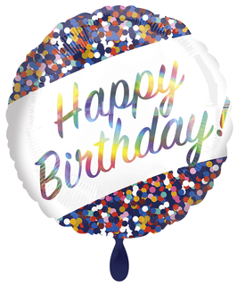 Folienballon 18"- Iridescent Birthday Confetti