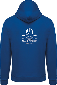 sweat à capuche club nautique avec logo écrevisse coeur et logo CNC dos UNISEXE