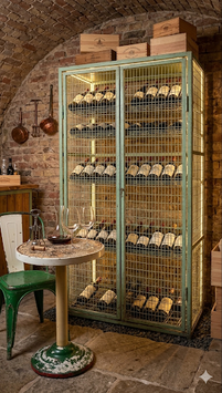 alter Industrie Weinkäfig Gastronomie Metallregal Schrank türkis NR 1311