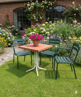 alter Eisentisch Metalltisch Gartentisch orange-rot 3108-01