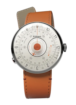 Montre Klokers - Klok 08 - Sixties - Cadran Blanc & Corail - Cuir Orange