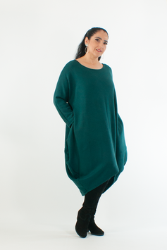 Eleganter Damen Pullover/ Grünes Strickkleid für große Größen