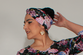 Geknotetes Haarband für Frauen mit romantischem Blumendruck
