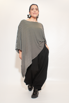 Asymmetrisches gestreiftes Oberteil für Damen/ lässiges Ringelshirt in einer Einheitsgröße