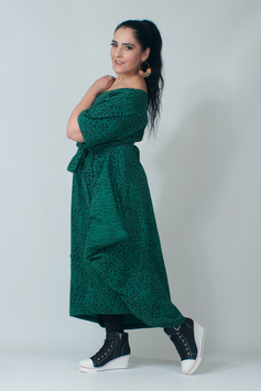 Leoprint Kleid für den Sommer/ grünes Sommerkleid mit Animalprint
