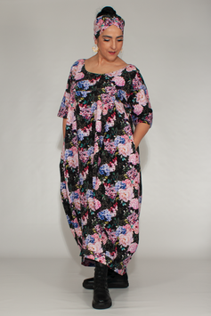 Empirekleid mit All-Over Blumendruck mit Kimonoärmeln aus Baumwolljersey