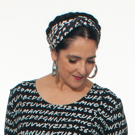 Geknotetes Haarband für Frauen mit schwarz weißem Manufaktur Ruffer Druck