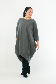 Edler Damen Pullover für große Größen/ Graues Strickkleid für große Größen
