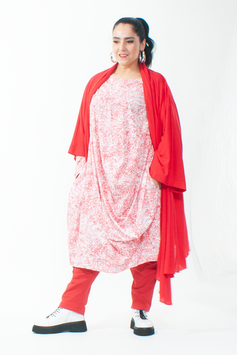 Oversized Sommershirt in rot-weiß