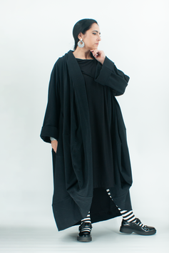 Oversized Ballonmantel aus Baumwolljersey mit kuscheliger Innenseite