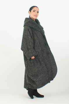 Kuscheliger Mantel aus Bouclé Strick in grau schwarz in einer Einheitsgröße