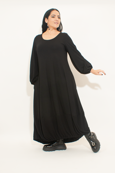 Kleid mit Ballonärmeln in Maxilänge