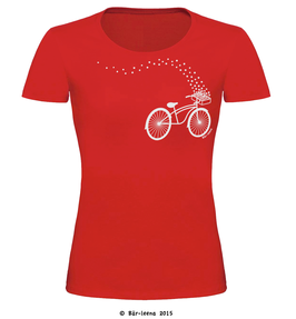 Fahrrad mit Blumen T-shirt · rot · Frauenschnitt