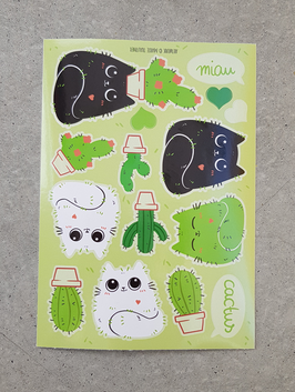 Kaktuskatzen - Stickerbogen