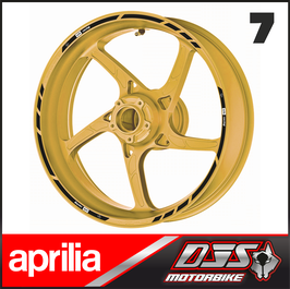 LISERÉS CLASSIC APRILIA 7 - FOND NOIRS - LOGOS BLANCS - POUR JANTES COULEURS--