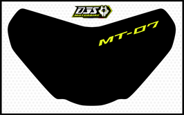 kit 1 cache phare microperforé DJS pour Yamaha MT-07 / MT07 ( 2018-2020) - réf 006 - fond noir logo jaune