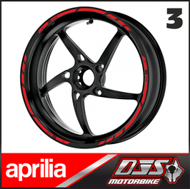 LISERÉS CLASSIC  APRILIA 3 - FOND  rouges - logos noirs - POUR JANTES NOIRES-