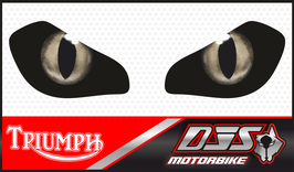 1 jeu de caches phares DJS pour  TRIUMPH street triple 765 2020-2024 microperforés qui laissent passer la lumière - référence : yeux modèle 12-