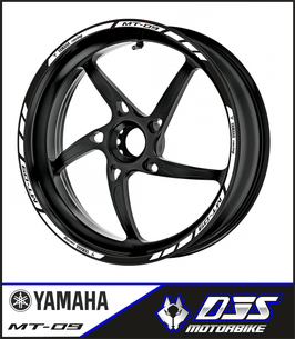 LISERÉS DE JANTES modèle 01 pour yamaha MT09 blanc et noir -