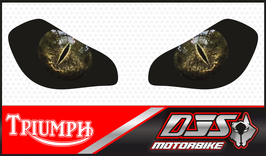 1 jeu de caches phares DJS pour TRIUMPH street triple 765 2020-2024 microperforés qui laissent passer la lumière - référence : yeux modèle 5-