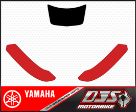 kit 3 caches phares microperforés DJS pour Yamaha MT-09 / MT09 (2024-2026) - réf 002 - fond noir et rouge