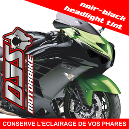 1 jeu de caches phares DJS pour KAWASAKI ZZR 1400 2012-2020 - référence : KAWASAKI ZZR 1400 2012-2020-noir-black headlight tint