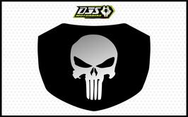 kit 1 cache phare microperforé DJS pour Yamaha MT-07 / MT07 ( 2014-2017) - réf 007 Punisher - fond noir logo gris