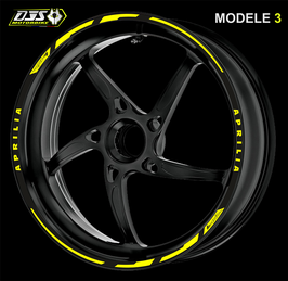 LISERÉS CLASSIC MODELE 3 APRILIA RSV4 - JAUNE ET NOIR  - POUR JANTES NOIRES