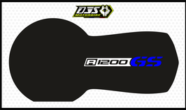 kit 1 cache phare microperforé DJS pour BMW 1200 GS 2013-2016- réf 003 - fond noir logo blanc et bleu