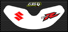 kit 1 cache phare microperforé DJS pour Suzuki TL1000R / TL 1000 R (1998-2003)- réf 001 - fond blanc logo rouge et noir