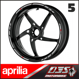 LISERÉS CLASSIC APRILIA 5 - FOND GRIS - LOGOS ROUGES, NOIRS ET BLANCS- POUR JANTES NOIRES