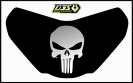 kit 1 cache phare microperforé DJS pour Yamaha MT-07 / MT07 ( 2018-2020) - réf 007 punisher - fond noir logo gris