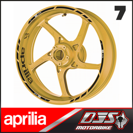 LISERÉS PREMIUM APRILIA 7 - FOND NOIRS - LOGOS BLANCS - POUR JANTES COULEURS--