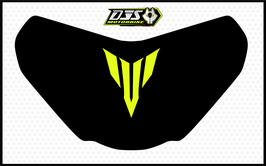 kit 1 cache phare microperforé DJS pour Yamaha MT-07 / MT07 ( 2018-2020) - réf 003 - fond noir logo jaune