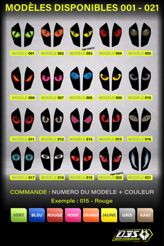 kit 2 caches phares microperforés DJS pour KTM duke 125 ( 2017-2022) - réf yeux -