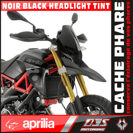 1 jeu de caches phares DJS pour APRILIA DORSUDORO 2012-2017 - référence : APRILIA DORSUDORO 2012-2017-noir-black headlight tint