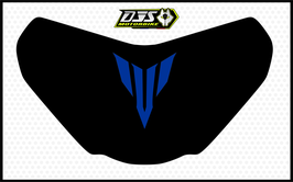 kit 1 cache phare microperforé DJS pour Yamaha MT-07 / MT07 ( 2018-2020) - réf 002 - fond noir logo bleu