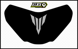 kit 1 cache phare microperforé DJS pour Yamaha MT-07 / MT07 ( 2018-2020) - réf 004 - fond noir logo gris