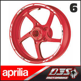LISERÉS CLASSIC APRILIA 6 - FOND BLANC -  LOGOS NOIRS - POUR JANTES COULEURS-