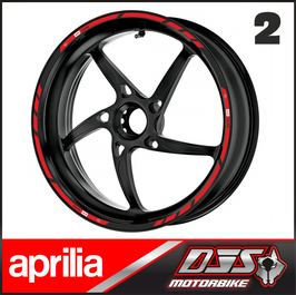 LISERÉS CLASSIC APRILIA 2 - FOND ROUGE - logos blanc et noir -POUR JANTES NOIRES-