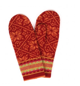 Wollhandschuhe Stern - mohnrot