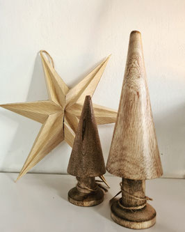 Set houten kerstboompjes