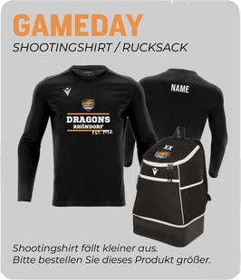 Dragons Rhöndorf PAKET 2 - GAMEDAY (Shootingshirt, Rucksack)