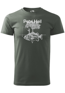 T-Shirt dunkler schiefer "Petri Heil"