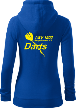 Damen Sweatjacke m. Kapuze, Darts, royal blau