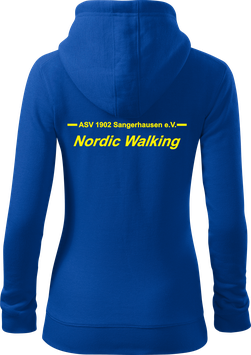 Damen Sweatjacke m. Kapuze, Nordic Walking, royal blau