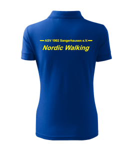 Pique Poloshirt Damen, Nordic Walking, royal blau