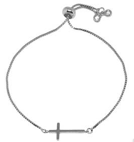 Cross Slider Bracelet Silver