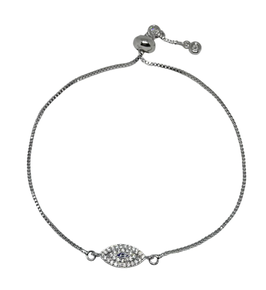 Silver Evil Eye Slider Bracelet